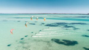 Kitesurfing in the open ocean